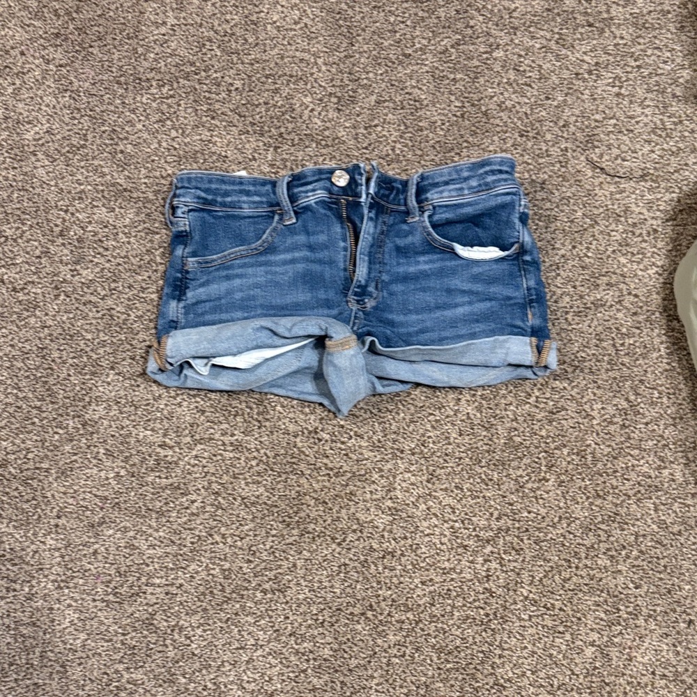 Women’s blue denim jeans shorts stretchy